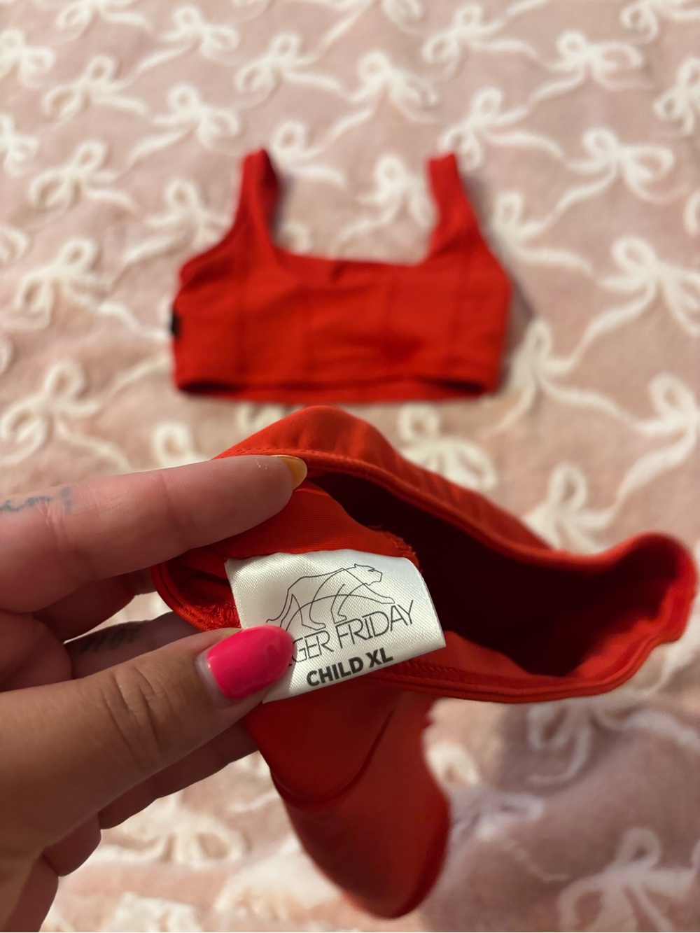 Girls Red Two-Piece Ruffle Set Tiger Friday - Picture 3 of 4